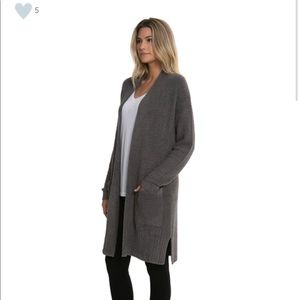 Barefoot Dreams CozyChic Ultra Lite Cardi Con Puntas, Cárdigan De Manga Larga, Suéteres De Punto Para Mujer, Agua Azul/sal Marina